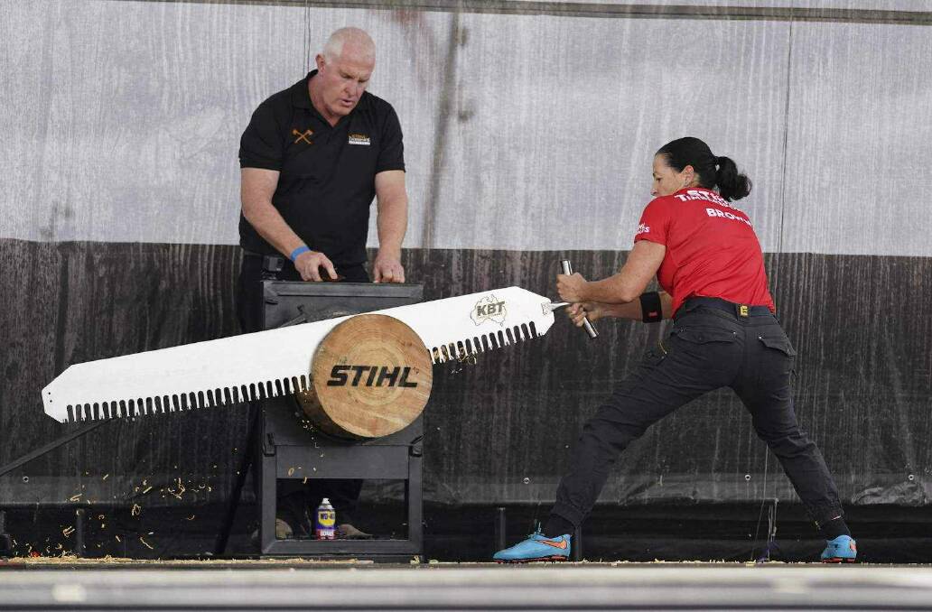 Brown competing at the Stihl Timbersports Women's Championship. Picture: Supplied