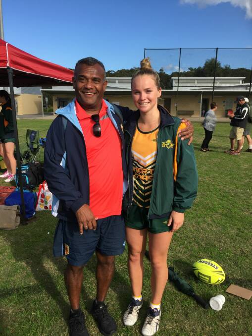 Matiese Trisley with her North Coast, CHS and Bilambil coach Les Watego