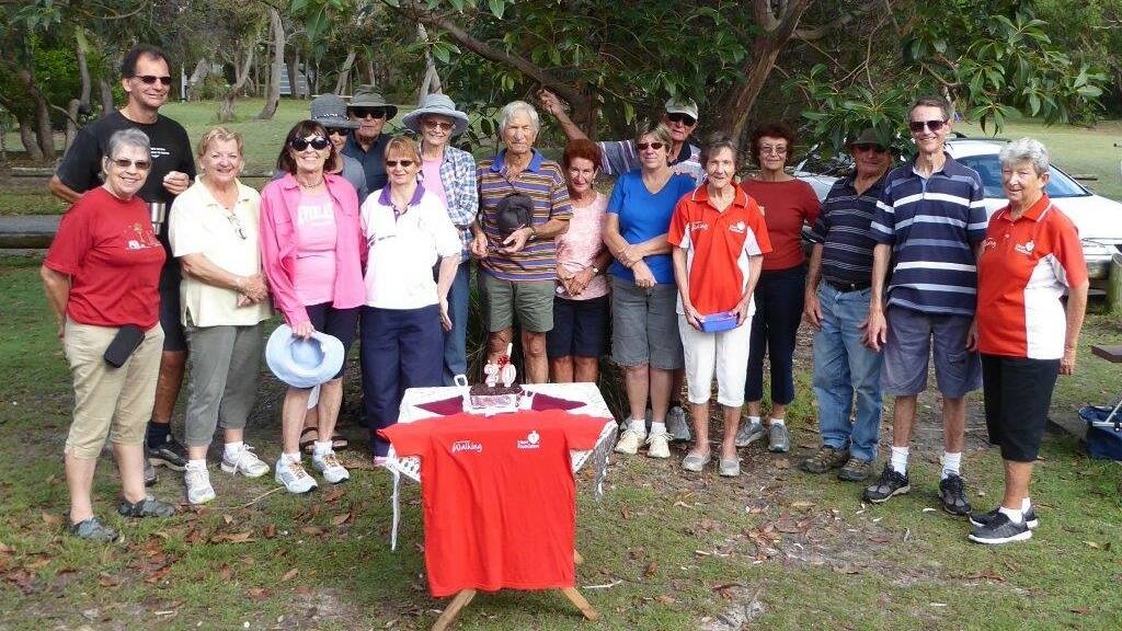 Members of the group celebrating the walking group's milestone