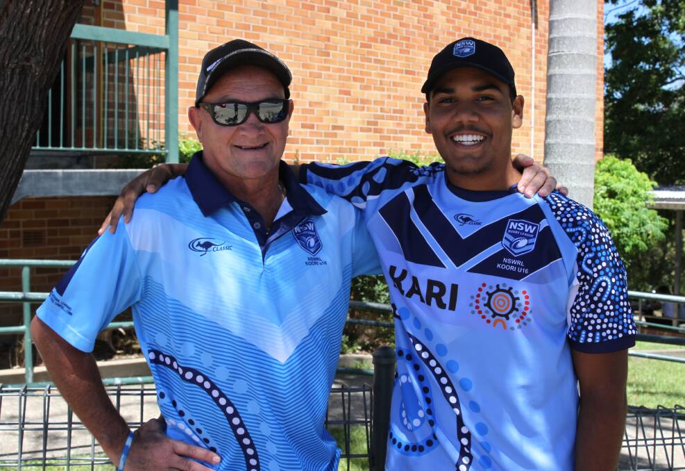 Ulysses Roberts, pictured with Scott Mieni, was selected in the NSW under 16 Indigenous side to play the curtain-raiser for the NRL All Stars match.