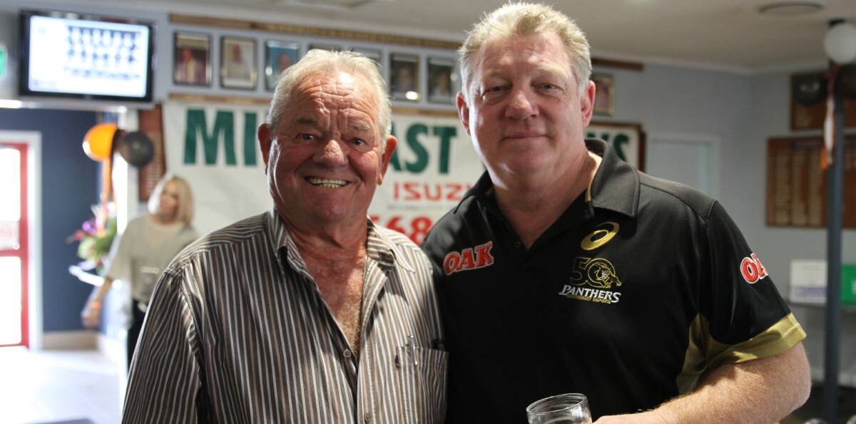 ALL SMILES: Rugby league legends Bob Boland and Phil 'Gus' Gould