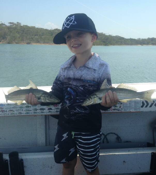 Finn Natty was out on the water with his dad, Tate, chasing whiting