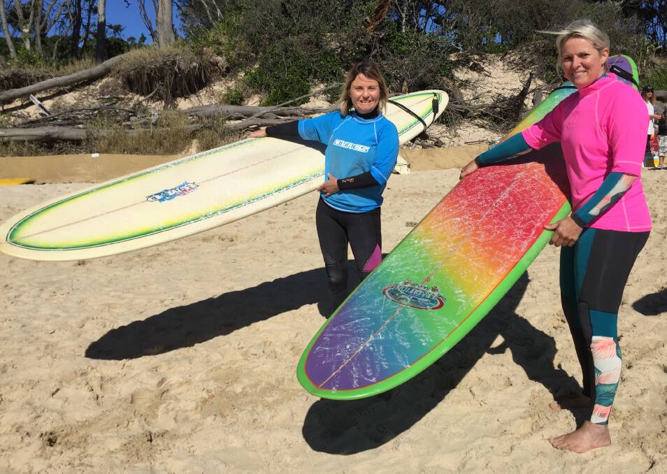 Lisa Manton and Lyn Donnelly have been longboarding for 1.5 and 3 years respectively and say they picked it up because it was more accessible and less ego-driven than surfing with short boards. 