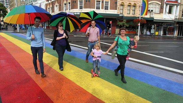 The rainbow crossing on Oxford St, Sydney in 2013