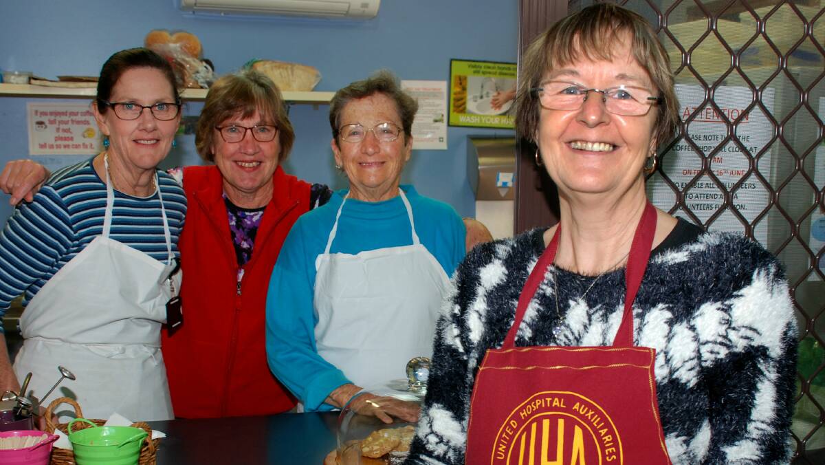 Bowra-Macksville UHA branch treasurer and the MNCLHD’s Volunteer of the Year, Dee Hunter, with fellow volunteers Chriss Tape, Heather Edwards and Barbara Graham at Macksville District Hospital’s much-loved Carpark Café.