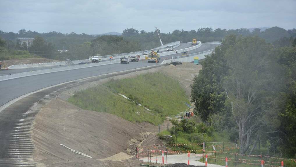 The northern end of the new Macksville bridge nearing completion.