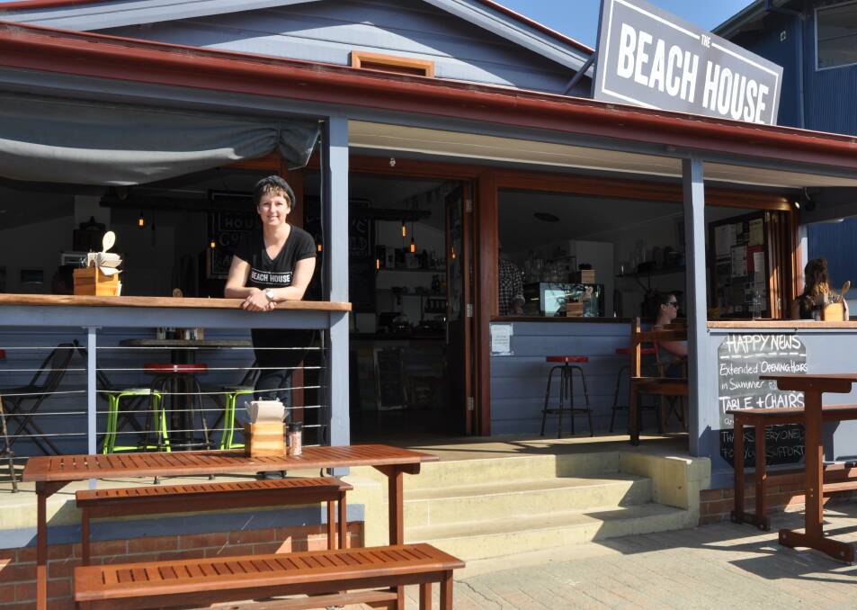 VALLA'S PROVIDORE: Jessica Waddell outside the Beach House Providore, now with new outdoor furniture and extended trading hours