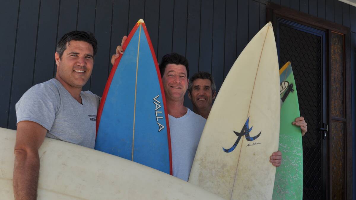 PRE-LOVED BOARDS TO A GOOD HOME: Rob Coony, Simon Roomans and Richard Ellis