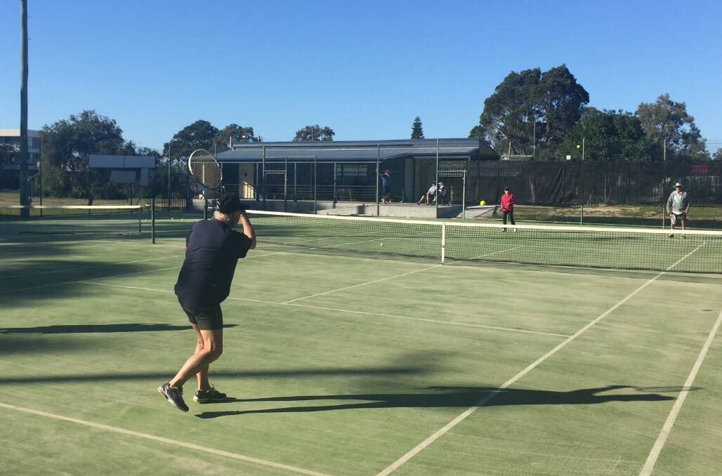 NEW CLUBHOUSE: Opening this Saturday afternoon, 3pm. On court are Greg Artlett, left, with Lyn Crane and Ann Williams.