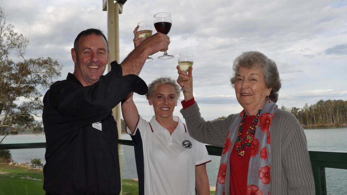 Here's to the Festival: Peter Grace, Jenna Glasson and Edna Stride toast to success