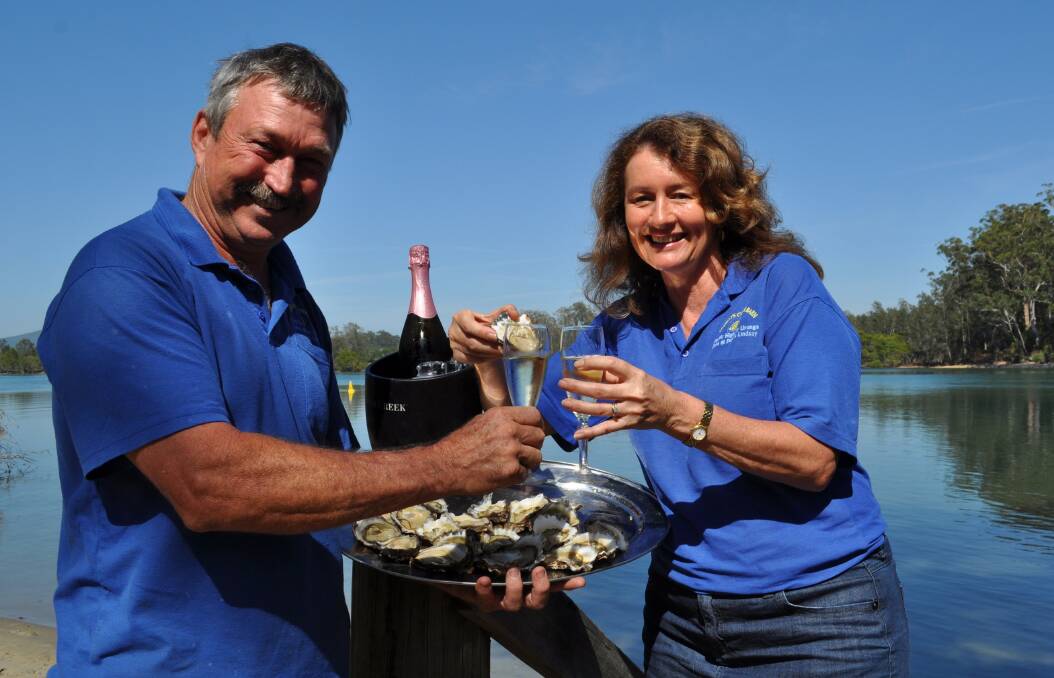 John and Debbie Lindsay celebrate the reopening of the Kalang River to oyster harvesting