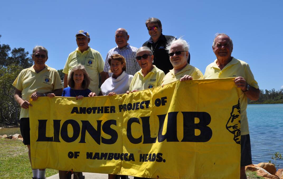 ANOTHER GREAT LIONS PROJECT: Back left, Jeff Shoemark, John Wilson, Nambucca Shire Council's Paul Gallagher, front left, Grahame Beatton, Mayor Rhonda Hoban, Member for Oxley Melinda Pavey, Don Parveez, Peter Mitchell and Barry Pade