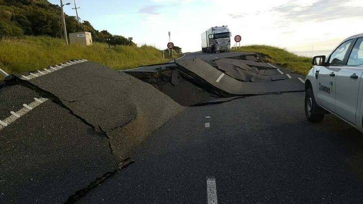 Damage on New Zealand's south island following the earthquake.  Photo: Facebook: NZ Transport Authority - South Island