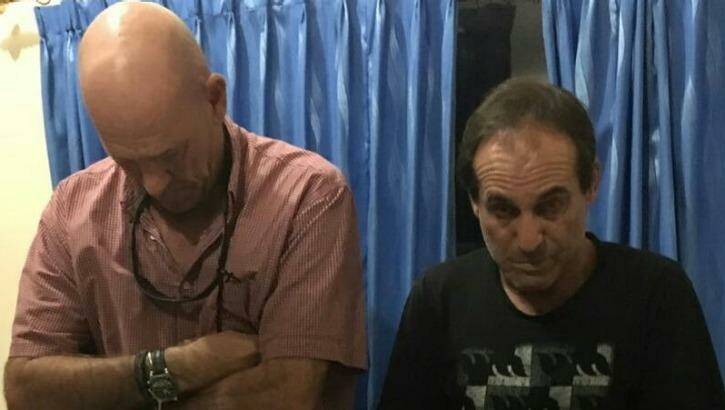 British man DM (left) and Australian GS arrested in Bali for allegedly possessing hashish. Photo: Supplied