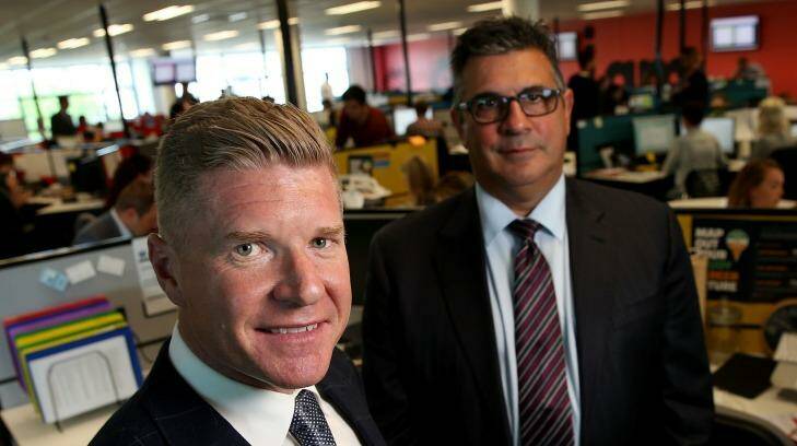 Acquire Learning Group Managing Director John Wall (left) with Executive Chairman Andrew Demetriou. Photo: Patrick Scala
