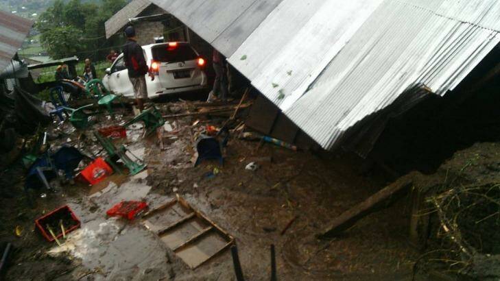 The landslide flattened homes in Bali. Photo: BNPB/Twitter