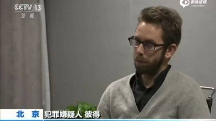 Peter Dahlin on China's CCTV "confessing". Photo: Supplied