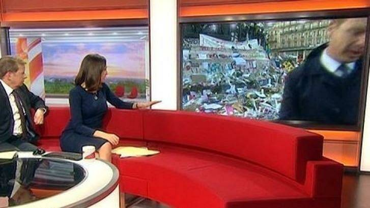BBC Reporter Graham Satchell goes off screen during the live cross Photo: BBC Breakfast 