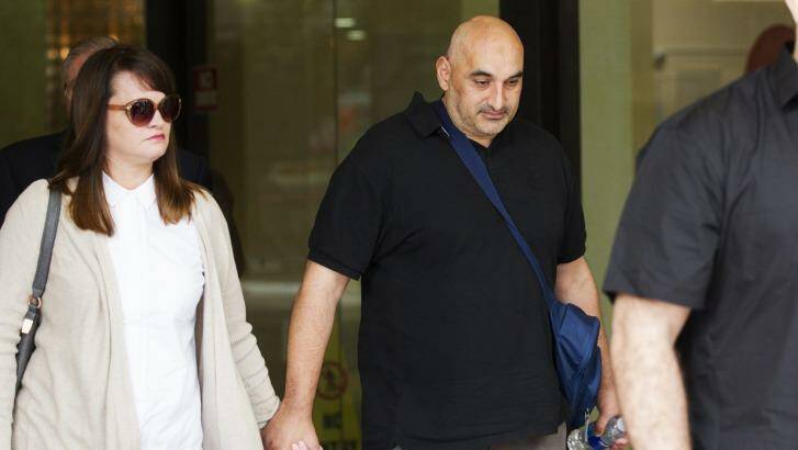 Bouncer Fady Taiba leaves Downing Centre District Court during the trial of James Longworth. Photo: James Brickwood