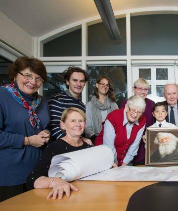 Ian Thorm (above right) among four Generations of Sir Henry Parkes descendants at Centennial Park. Photo: Cole Bennetts