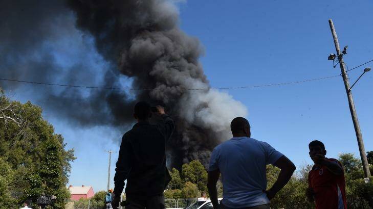 Recycling plant fire in Chullora. Photo: Nick Moir