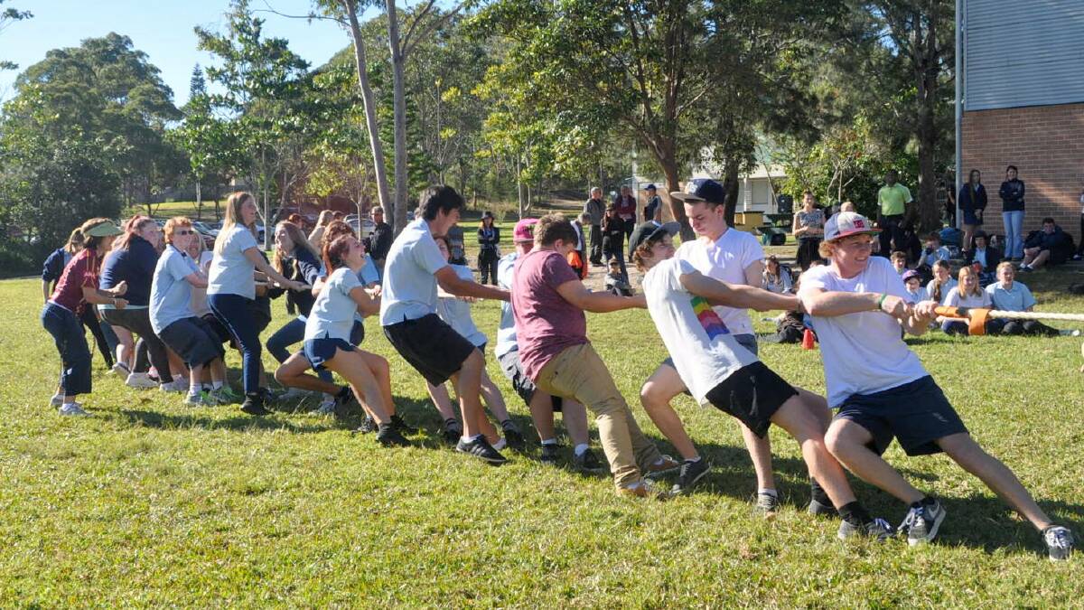 Former FPVC students putting in the “big ones” in the tug-of-war