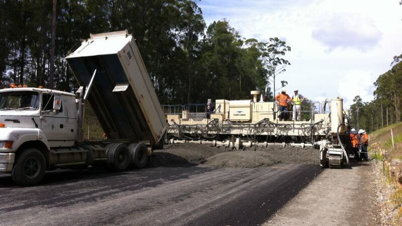 Paving starts on the new Pacific Highway between Nambucca Heads and Urunga