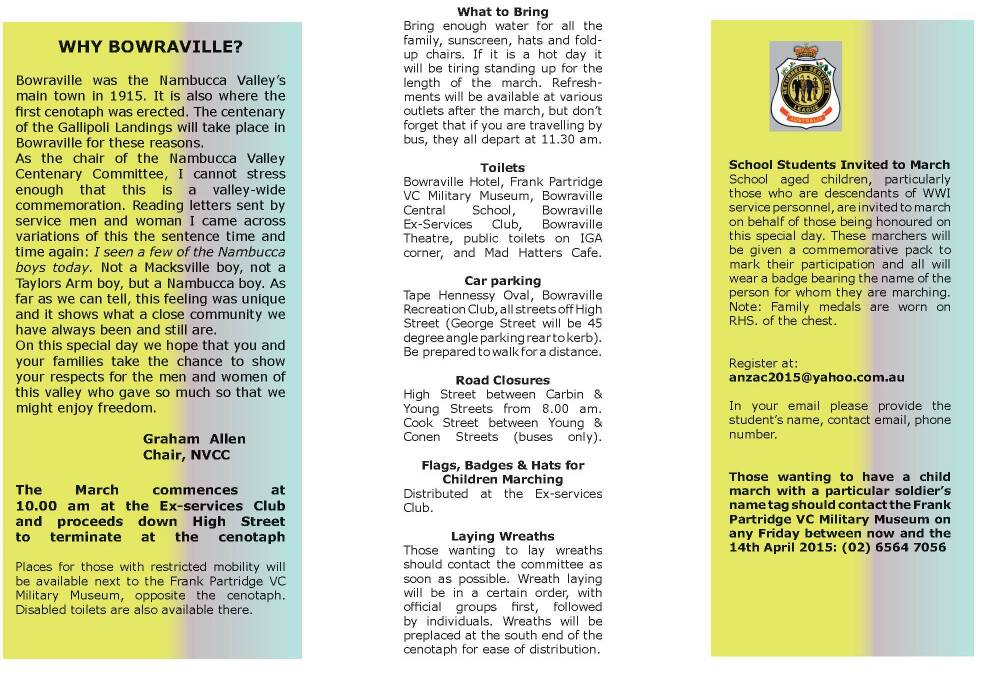 The official information brochure for the combined service at Bowraville
