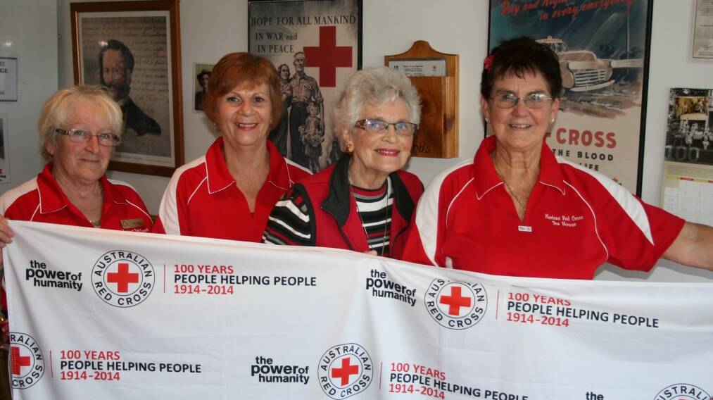 THE POWER OF HUMANITY: Showing support for the Red Cross Centenary are from left, Moe Smith, Sue Walker, Lesley Smith and Irene Mayon.
