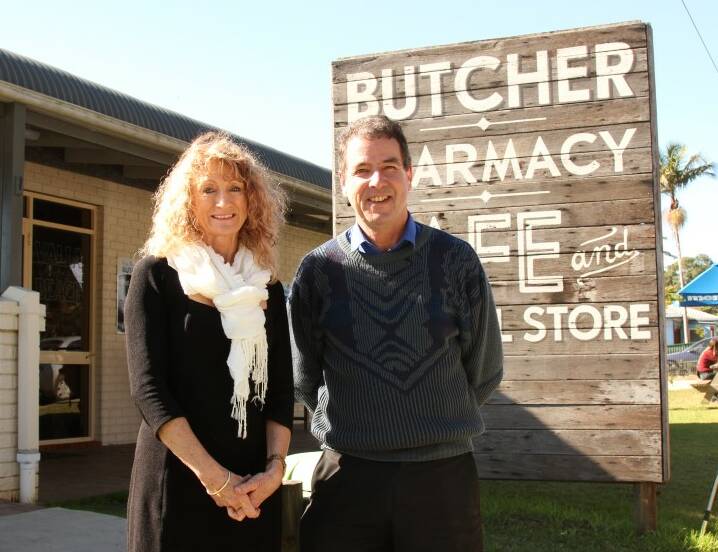 WAY AHEAD: New Nambucca Heads and Valla Chamber of Commerce leadership team, vice-president Margie O’Brien and president Christian Knight at the thriving commercial village at Valla Beach