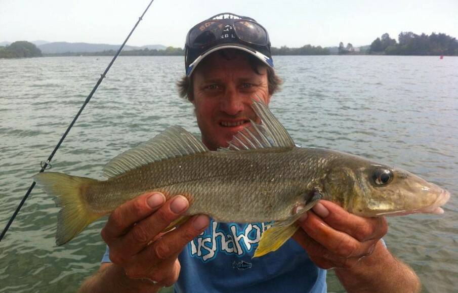  Rob with a 42cm whiting caught on plastics in the river