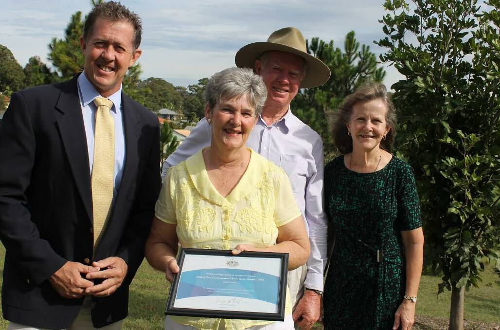 APPRECIATION FOR YEARS OF WORK: From left, Federal Member for Cowper, Luke Hartsuyker, with Anne and Brian Pade and Nambucca Shire mayor, Rhonda Hoban