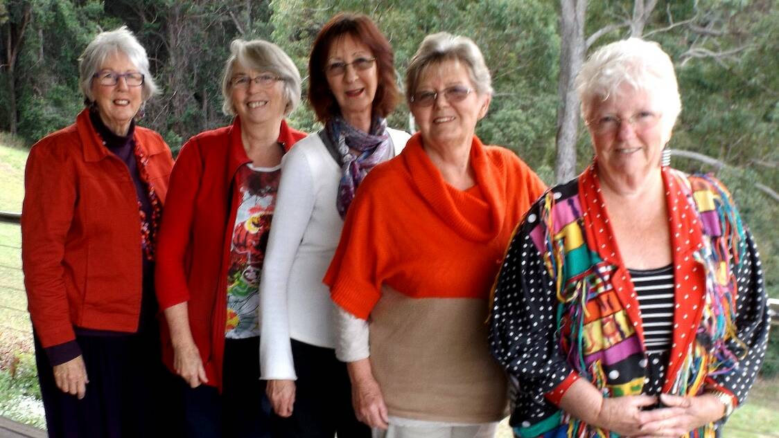 Nambucca artists (from left) Freya Paton, Celia Ramsay, Peta Coe, Lorraine Francis and Denise Delaney