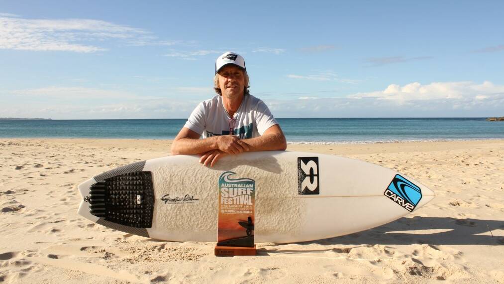 CHAMPION: Scotts Head’s Wayne Kinerson took out the over 55s men’s 
title in the Australian Surf Festival at Coffs Harbour