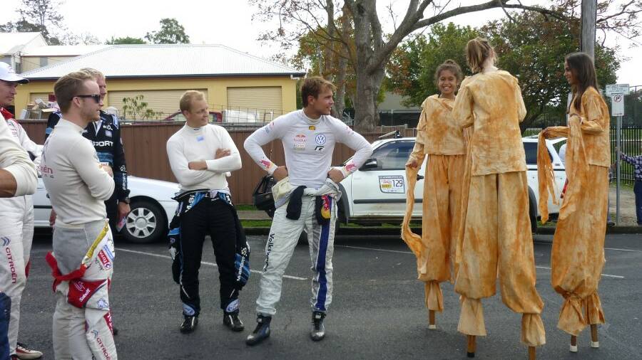 STUDENTS Aaliyah Taylor (aged 9), Jayminya Duckett (10), and Misty Summerville (10)) from St Mary's Primary School in Bowraville were proud to present their stilt walking skills at the World Rally Championship on the weekend.
