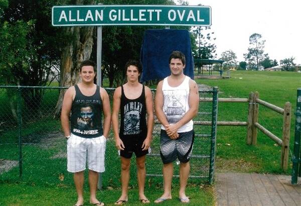 BROTHERS IN ARMS: Scott, Luke and Matt Gillett back at their old stomping ground