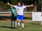 Chad Applegate will play for the Macleay Valley Rangers again in 2024. He fired the Rangers into the 2023 Zone Premier League grand final after scoring a hat-trick to defeat Kempsey Saints in the semi-final. Picture by Penny Tamblyn