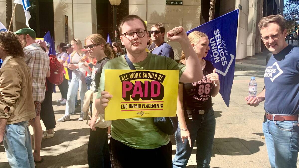Social work student Isaac Wattenberg, 24, is involved in the Students Against Placement Poverty campaign lobbying the federal government to include placement funding in the 2024 budget. Picture supplied