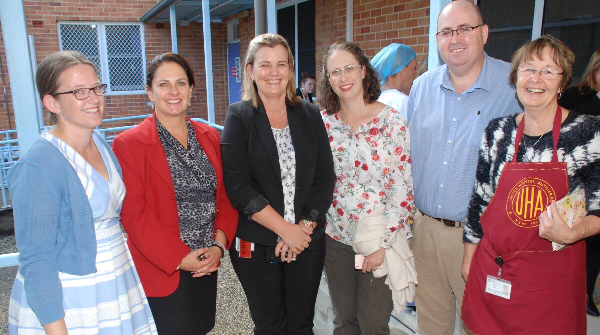 WELCOME: Dr Karly Field, Janelle Goodall, Jenny Chapman, Dr Alison Mitchell, Mark Tyler and Dee Hunter at the staff morning tea at Macksville District Hospital. Photo: Supplied.
