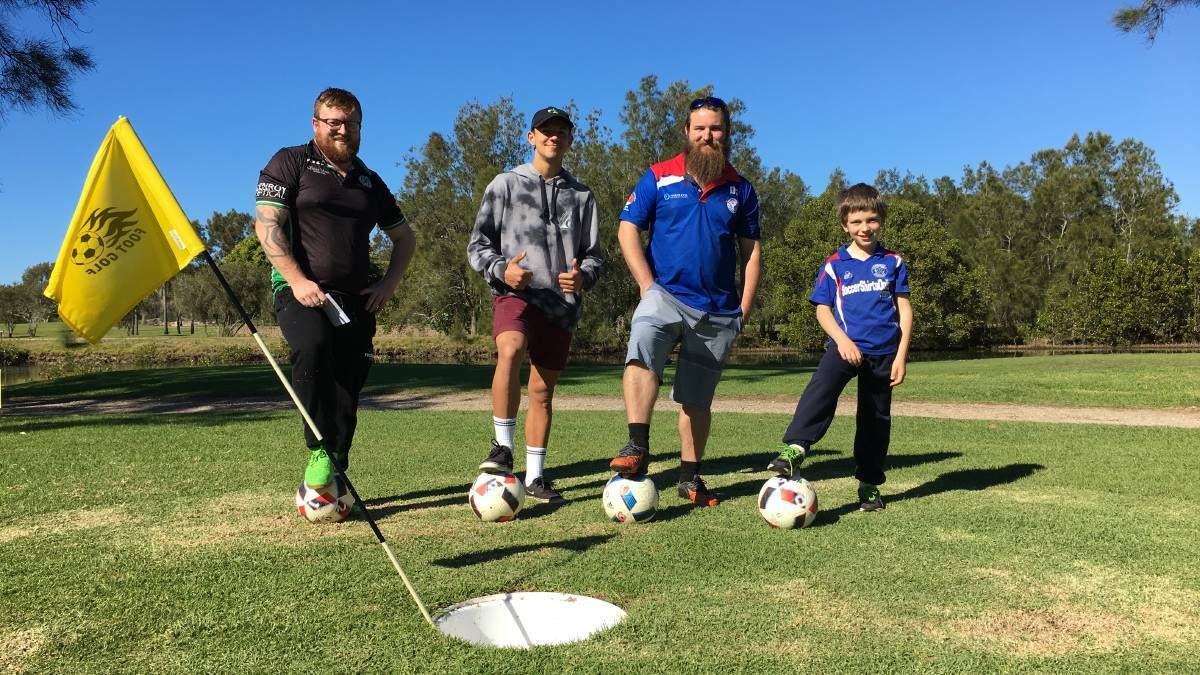 Nambucca Strikers Darragh Meade, Isaac Hodnett-Daly, Daniel Flack and Cameron Flack enjoyed footgolf at the Nambucca Heads course