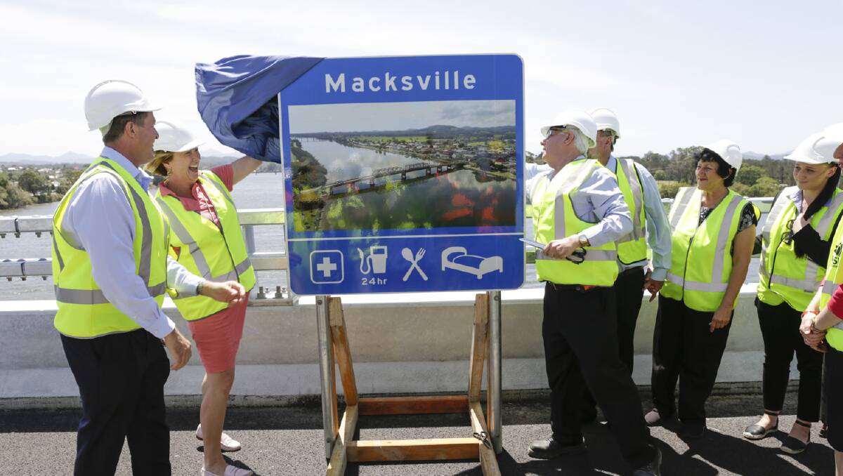 FLASHBACK: Roads Minister Melinda Pavey unveils the new pictureboard highway sign for Macksville