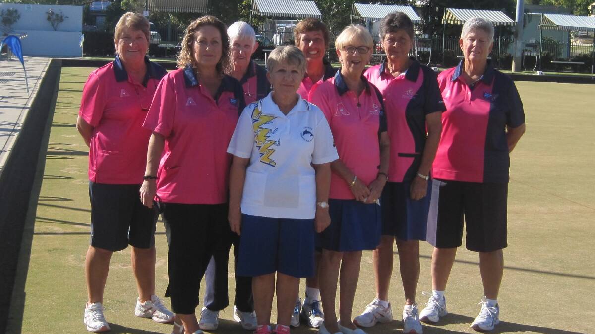 Urunga women umpires Shirley Willis, Janine Brown, Jean Dew, Robyn Adams, Lorraine Carlon, Jo Bathgate, Helen Hoffman and Brenda Fane