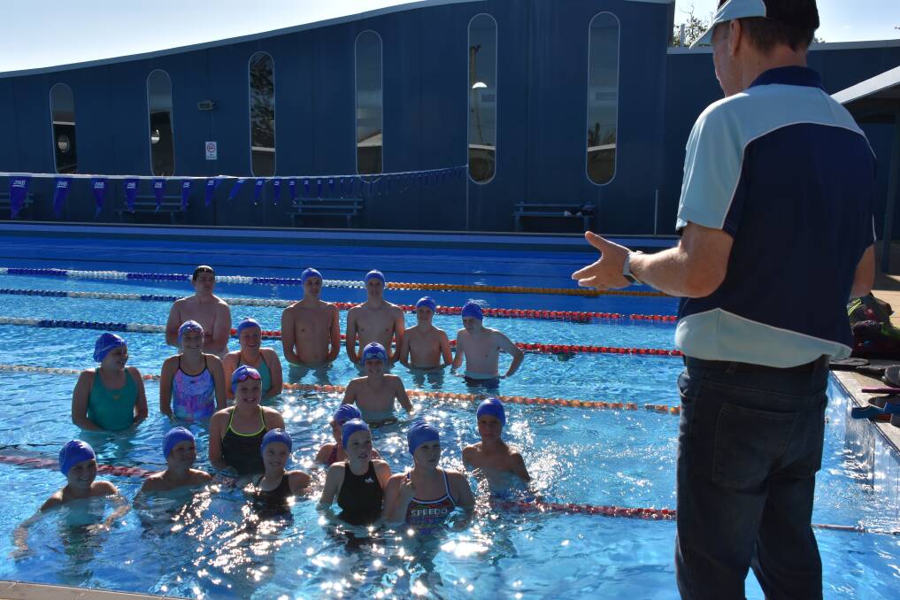 Chris Myers runs a session at the Macksville pool on Tuesday