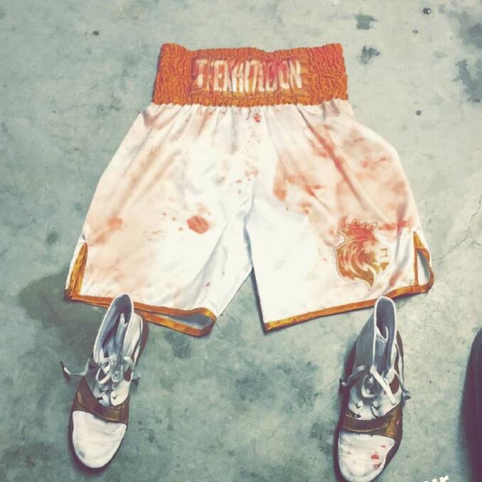 Mitchell Whitelaw's white shorts were sprayed red with his opponent's blood after a nasty cut above the eye in the fourth round