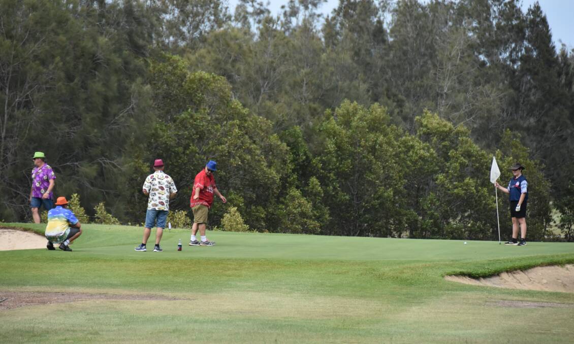 The Urunga boys - far better known for their prowess at hockey - were if nothing else colourful at the Elly Stig Memorial Golf Day. Photo: Christian Knight