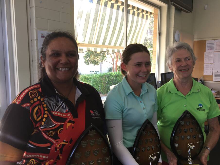 Nambucca Heads Golf Club champions Tahlia Waaka, Darcy Habgood and Gwen Maxwell 