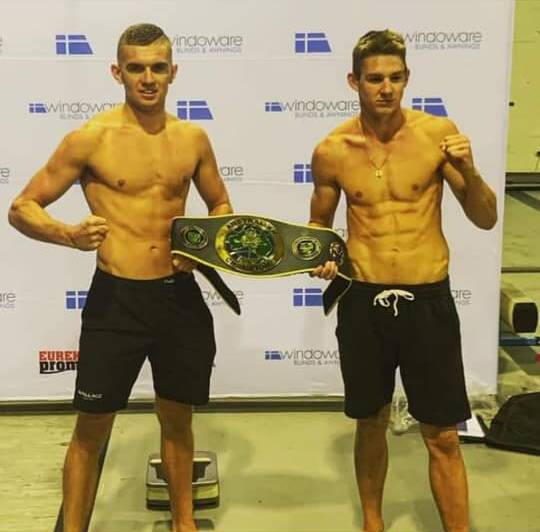 Conor Wallace and Mitchell Whitelaw at the weigh-in