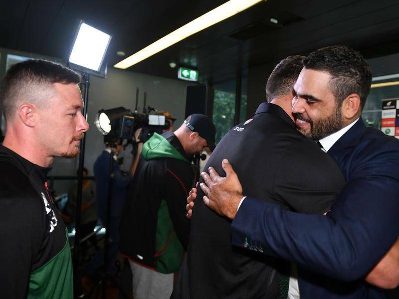Greg Inglis announced his decision to retire from the NRL with his Souths teammates in attendance