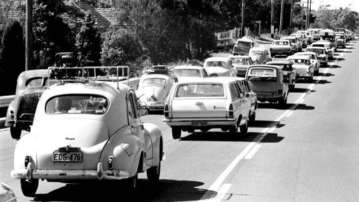 A holiday tradition - Traffic is reduced to a crawl in 1968. Photo: Ronald Stewart