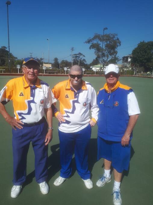 Nambucca Heads Men's Triples Championship runners-up Darryl and Grant Lawrence and John Hogarth
